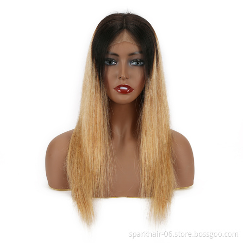 100% Mink Brazilian Human Hair Lace Wig 4x4/13x4 Ombre Color Full HD Swiss Lace Cuticle Aligned Virgin Hair Wig With Dark Roots